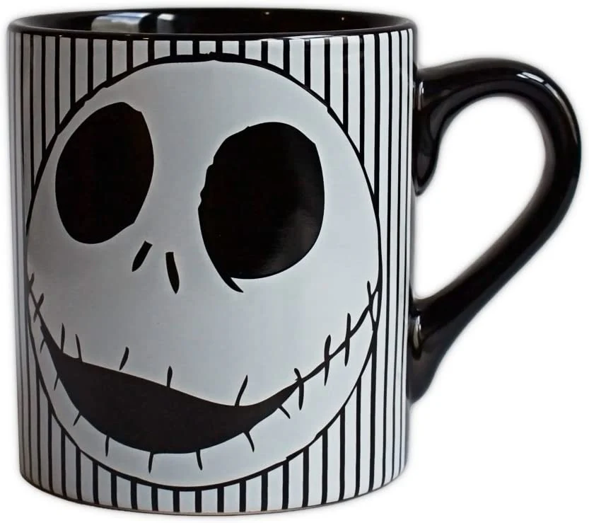 Disney Nightmare Before Christmas Skull Stripes Ceramic Mug 14-ounces - Image 1