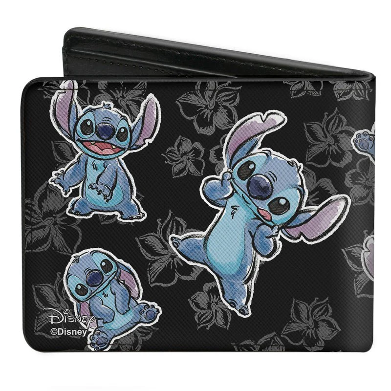 Disney Stitch poses Hibiscus Sketch Bi-Fold Wallet - Image 2