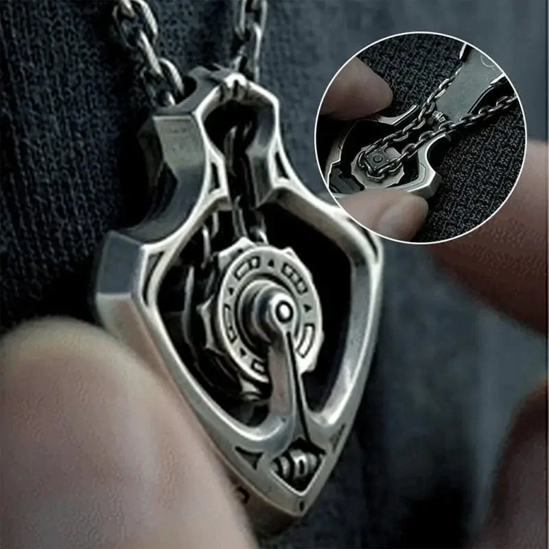 Mechanical Rotating Gear Vintage Necklace - Image 3