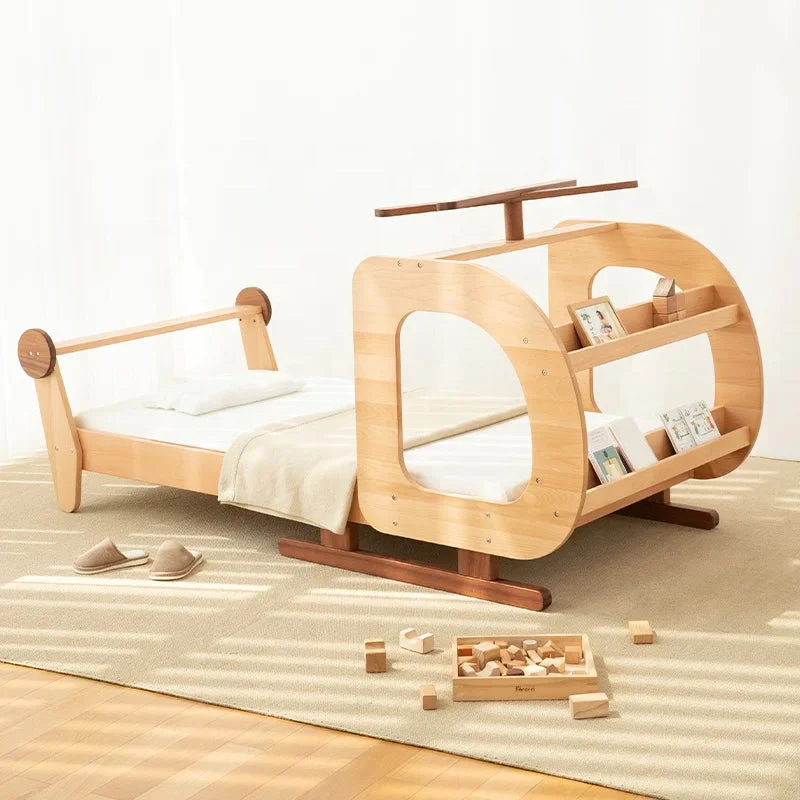 Helicopter Inspired Premium Wooden Built-in Storage Kids Bed - Image 1