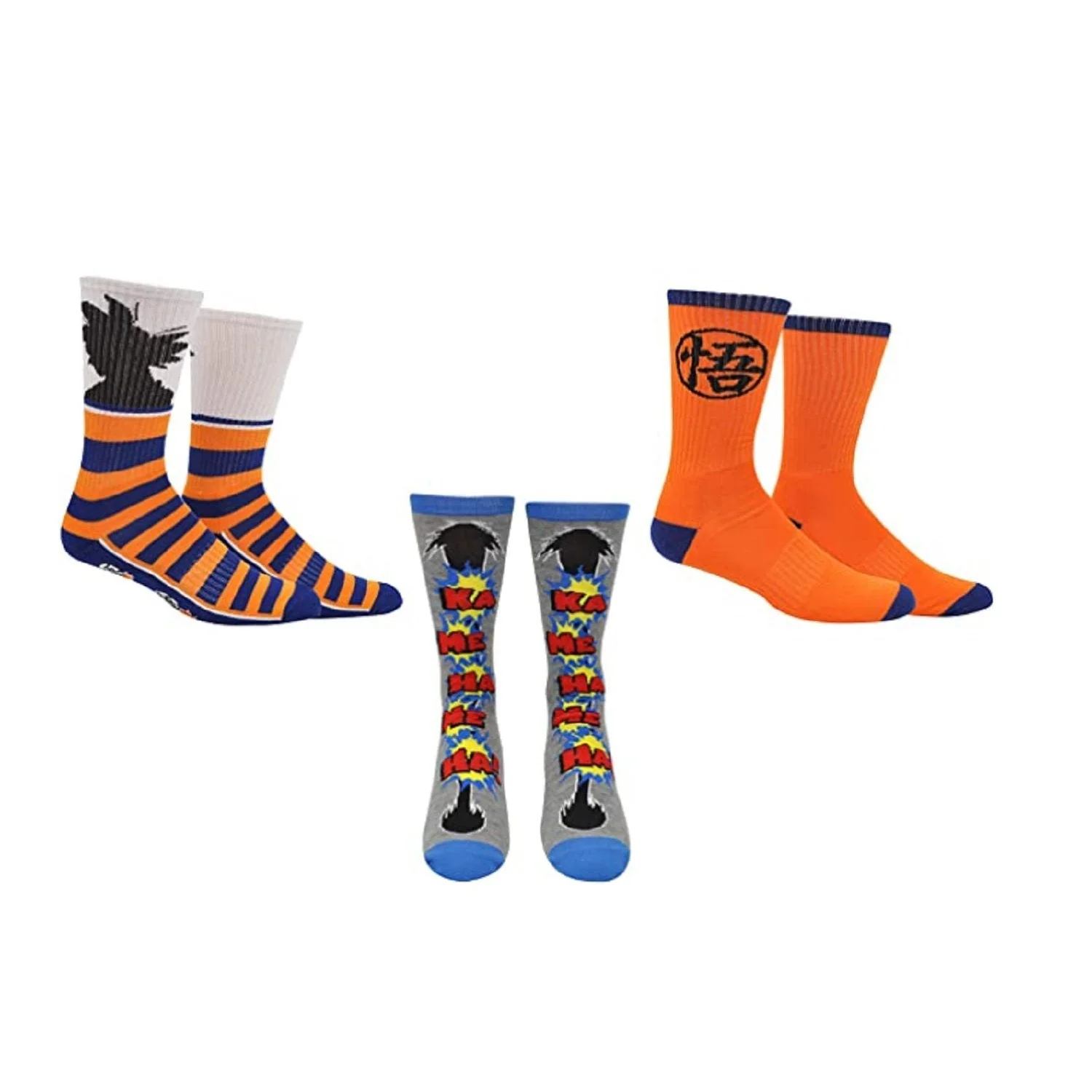 Dragon Ball Super Goku Kame Kamehameha Anime 3 Pack Crew Socks - Image 1