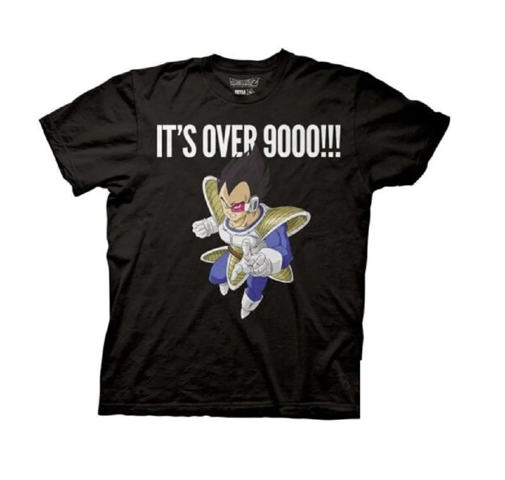 Dragon Ball Z Vageta It's Over 9000 Adult T-Shirt - Image 2