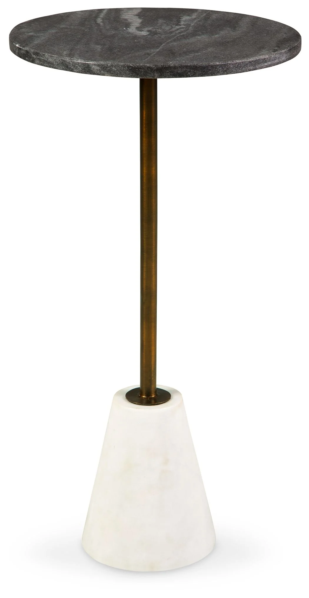 Caramont – Accent Table with White Base – Black / White / Gold Finish