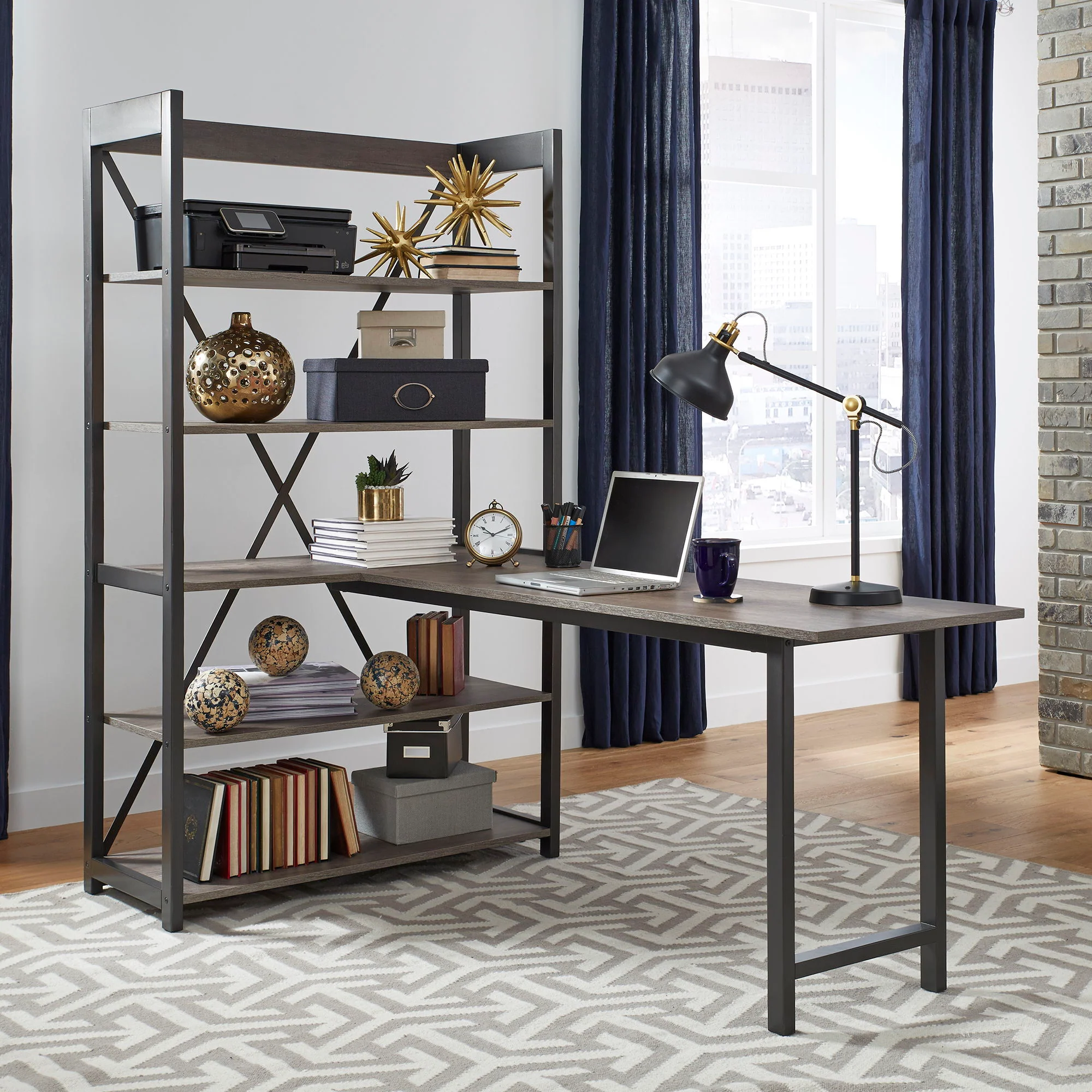 Tanners Creek – 2 Piece Home Office Set (Desk And Bookcase) – Graystone