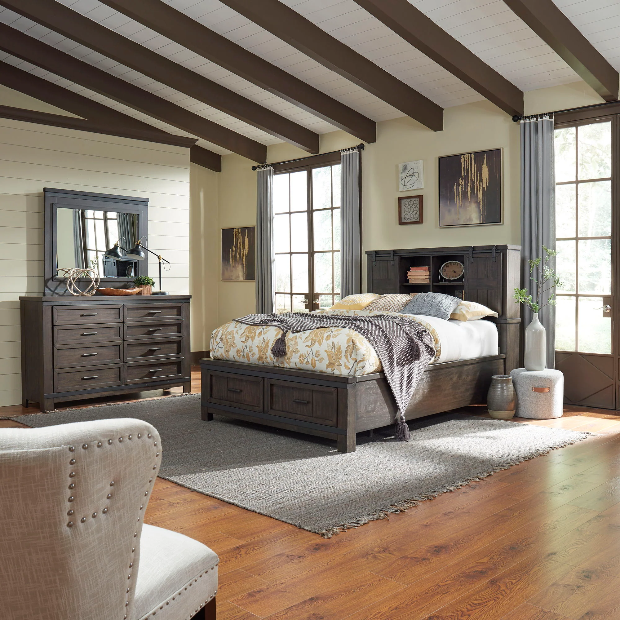 Thornwood Hills – Bookcase Bed, Dresser & Mirror