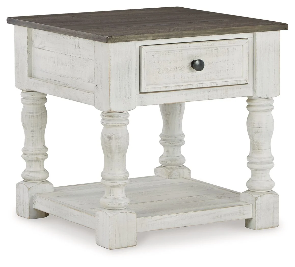 Havalance – Square End Table – White / Gray