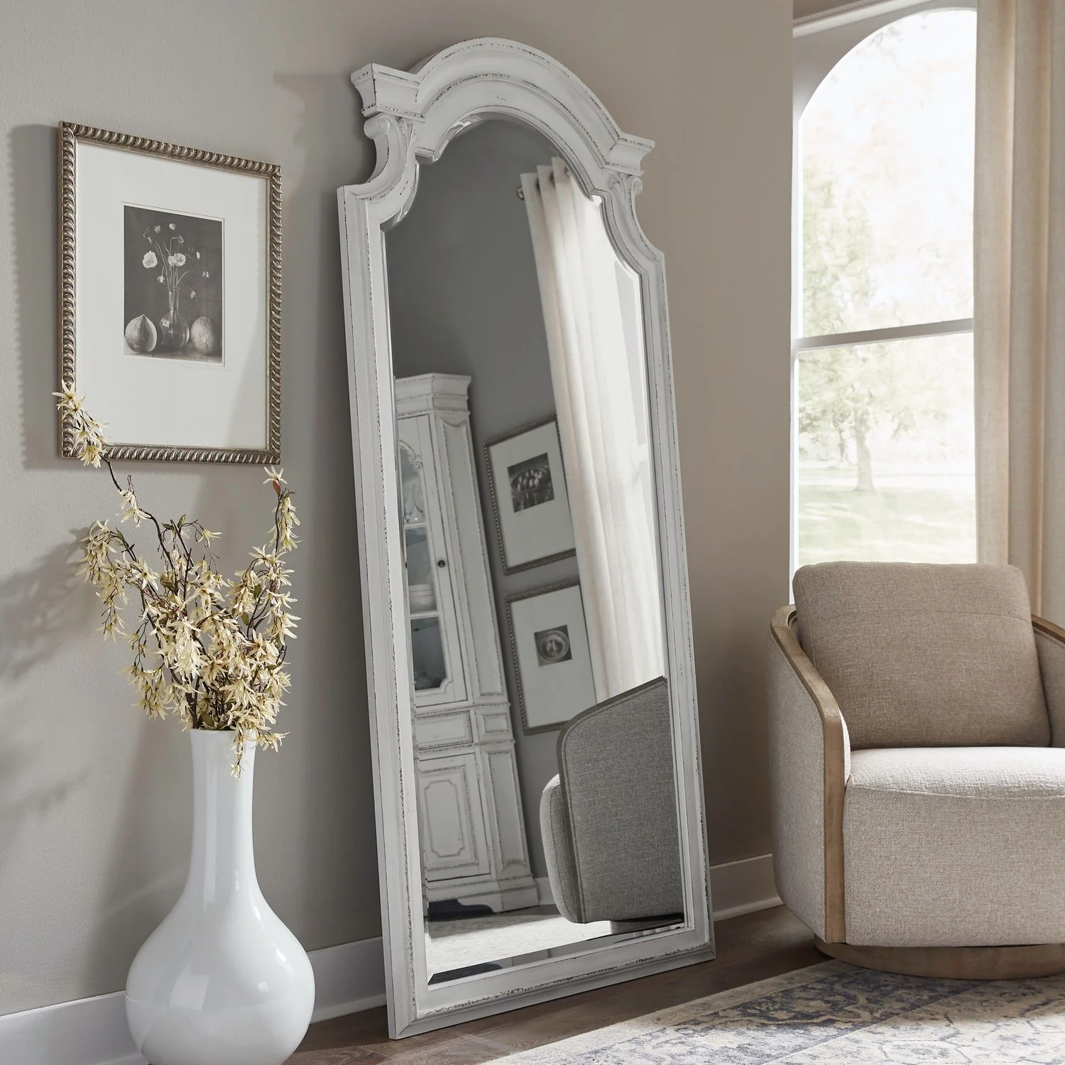 Magnolia Manor - Floor Mirror - Antique White - Image 1
