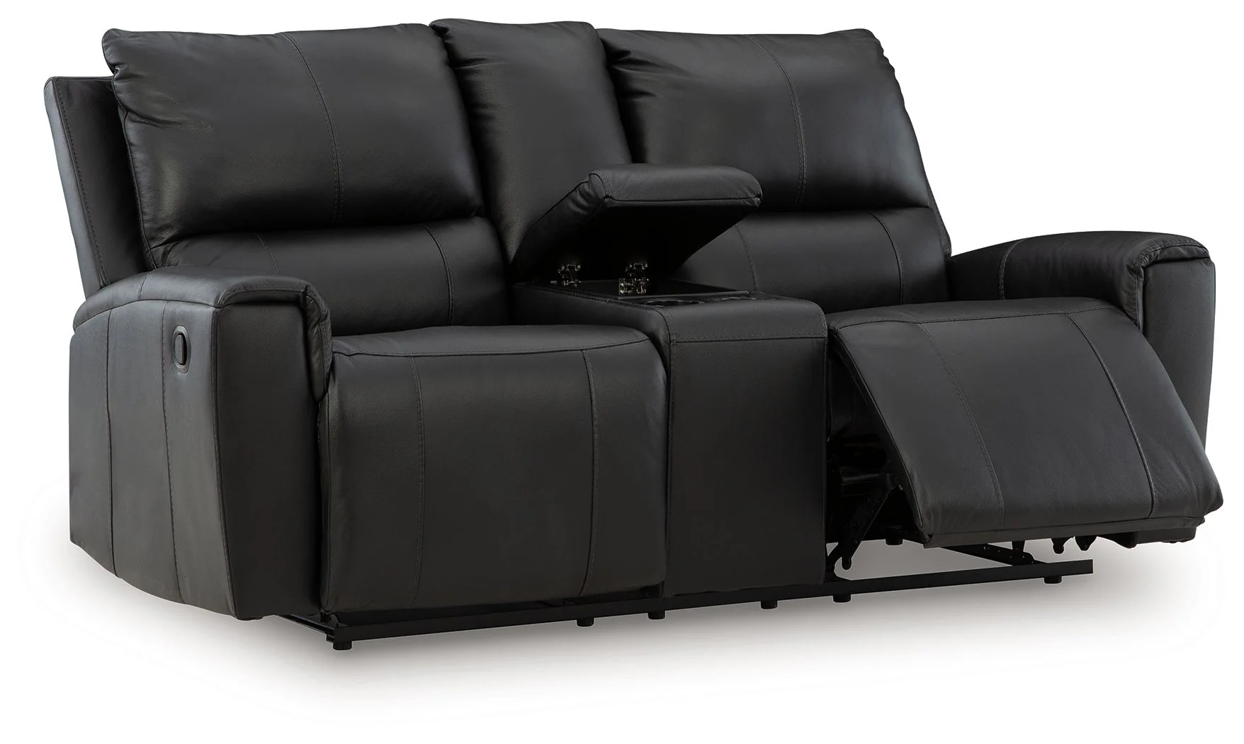 Glossmore - Reclining Loveseat With Console - Black - Image 3