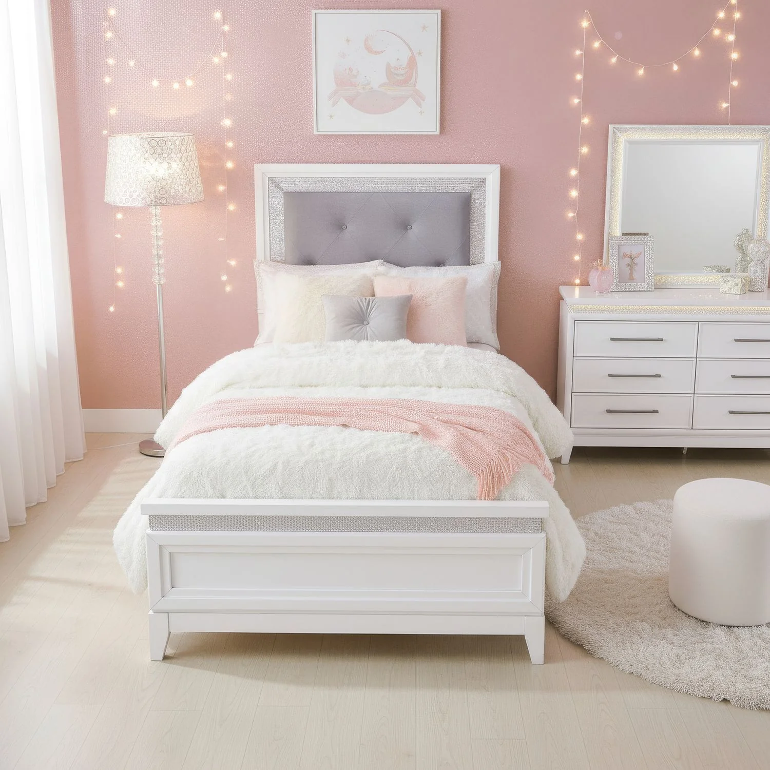 Reflections – Upholstered Bed, Dresser & Mirror