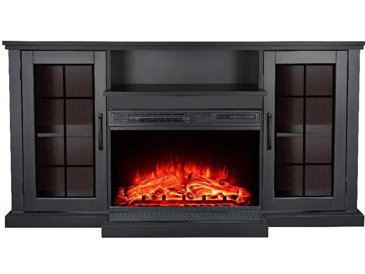 Vitara 59" TV Stand With Fireplace - Black - Image 1
