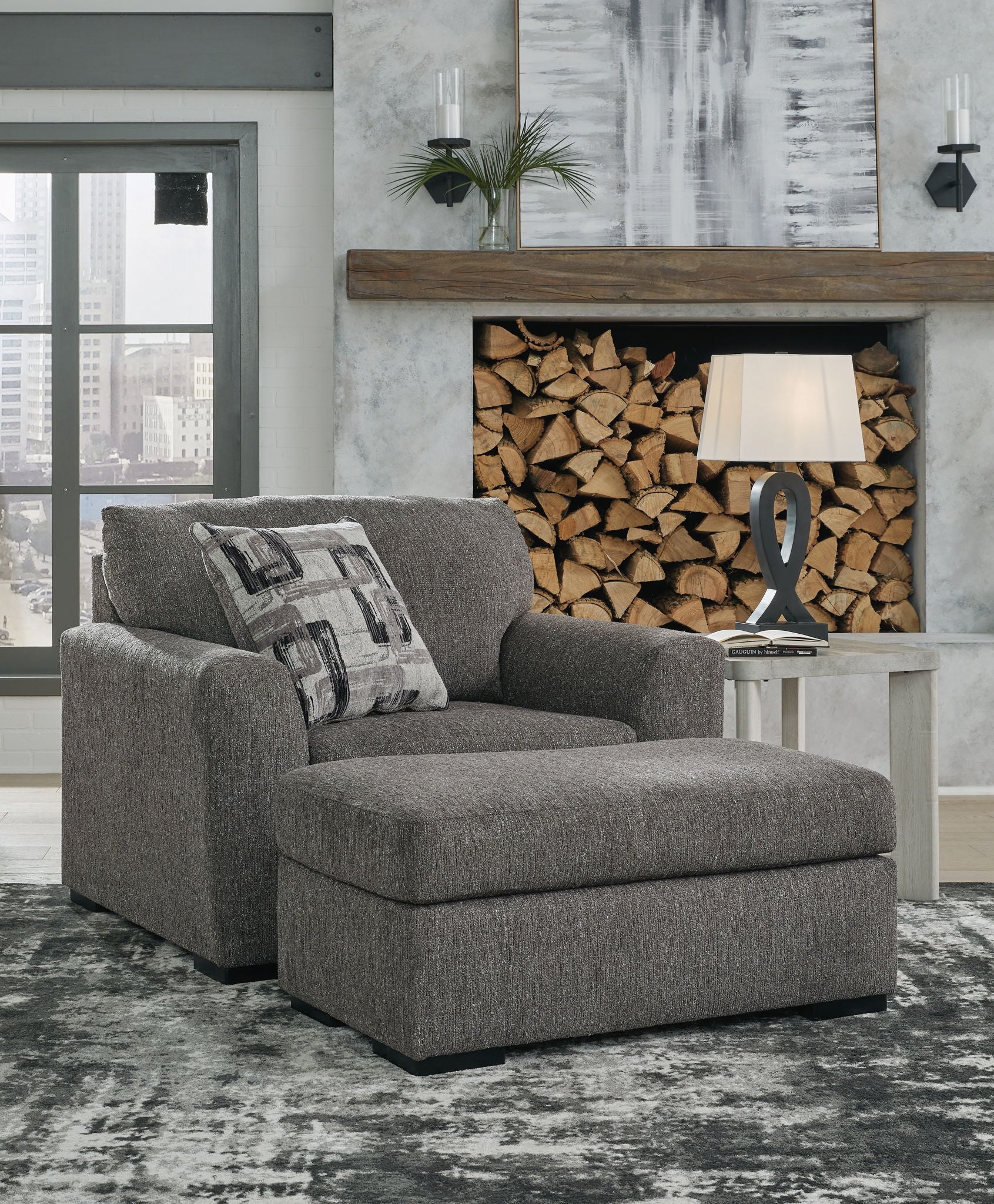 Gardiner – 2 Pc. – Chair And A Half, Ottoman – Pewter