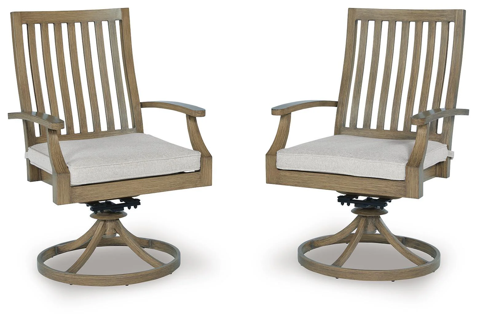 Rainier Ranch - Swivel Chair With Cushion (Set of 2) - Brown / Beige - Image 1