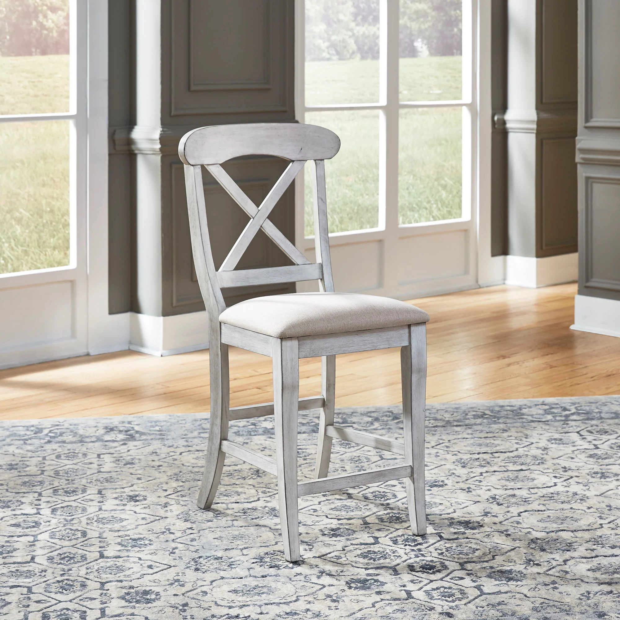 Ocean Isle - Upholstered X Back Counter Chair - Image 1