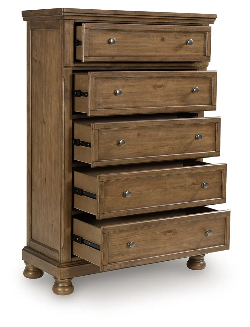 Feddinger - Five Drawer Chest - Medium Brown - Image 3