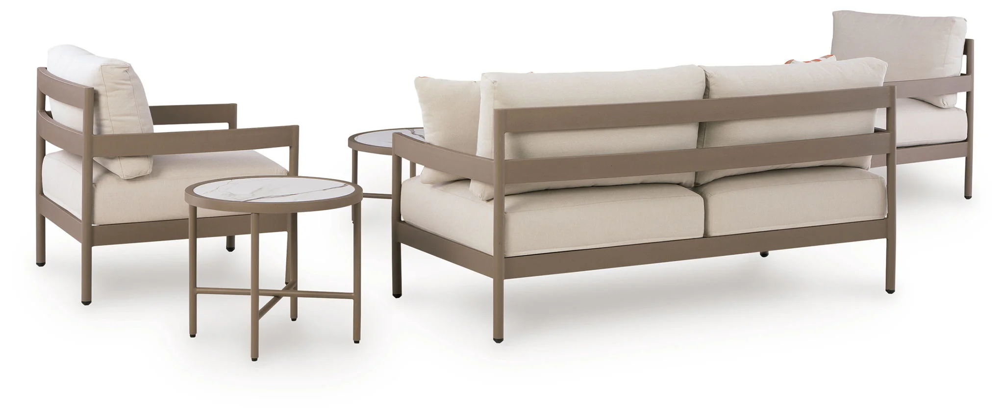 Bluff Trail - Loveseat, Lounge Chairs, Tables Set (Set of 5) - Beige - Image 3