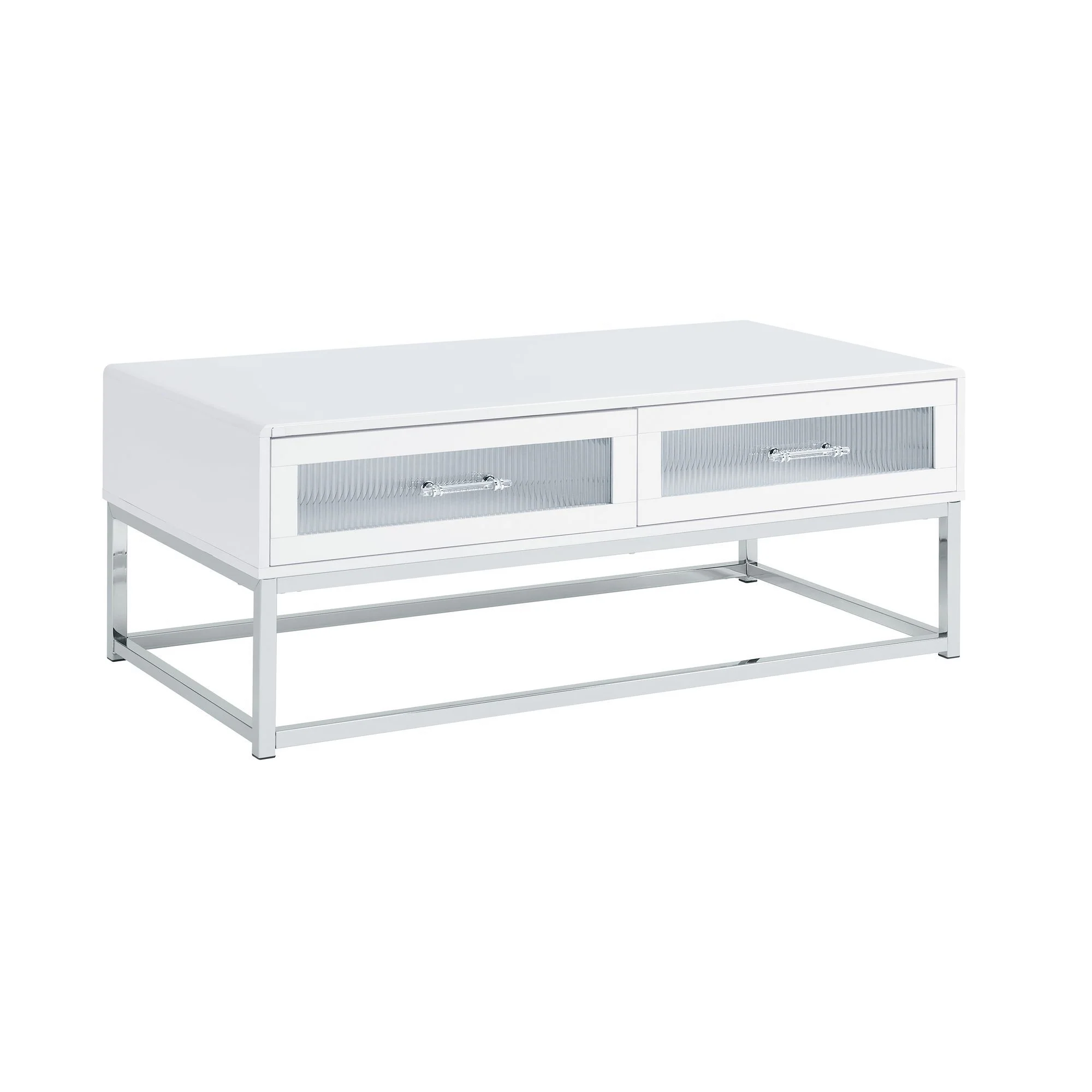 Chandra - Coffee Table With LED And Battery Pack - Glossy White - Image 1