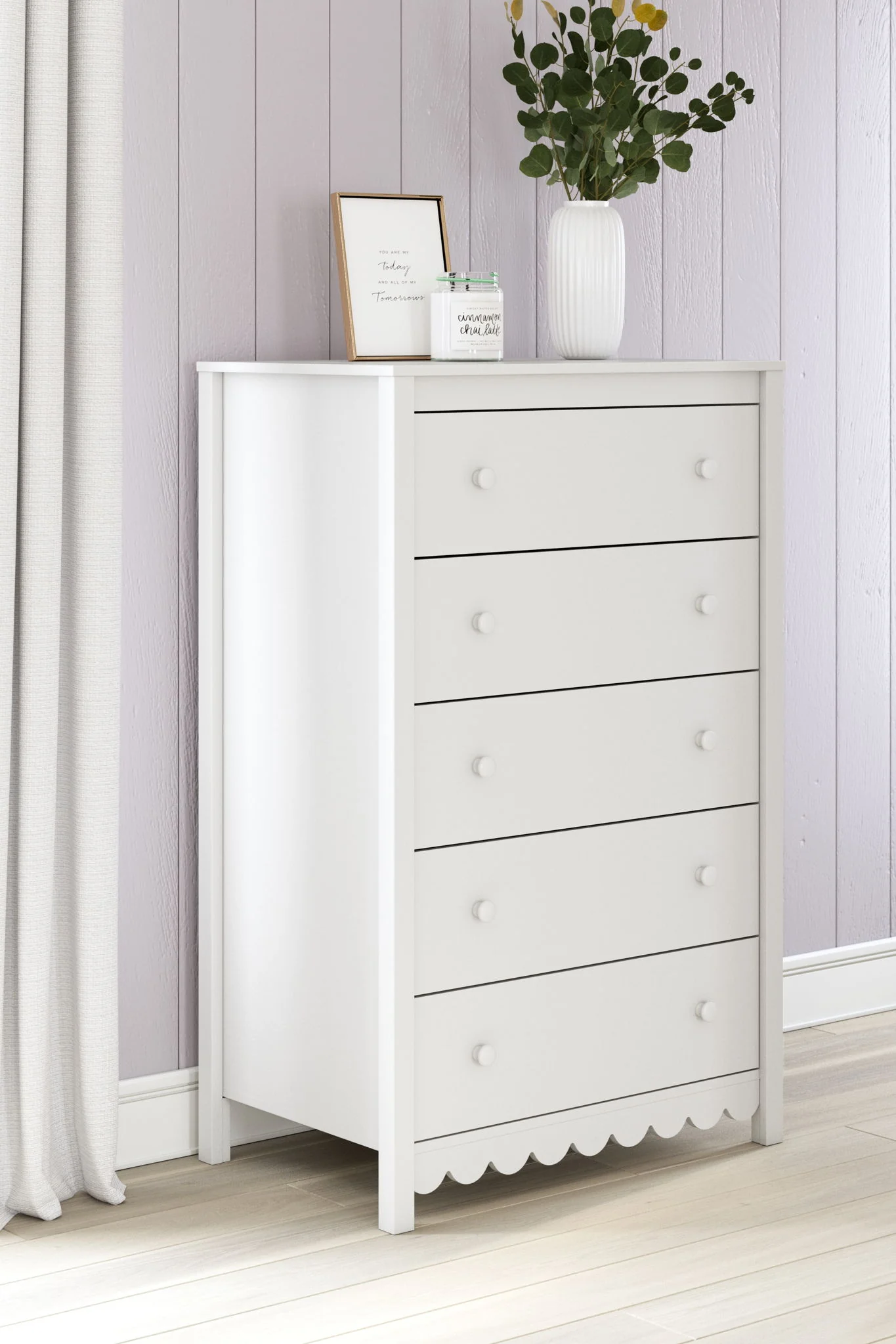 Hallityn - Five Drawer Chest - White - Image 3