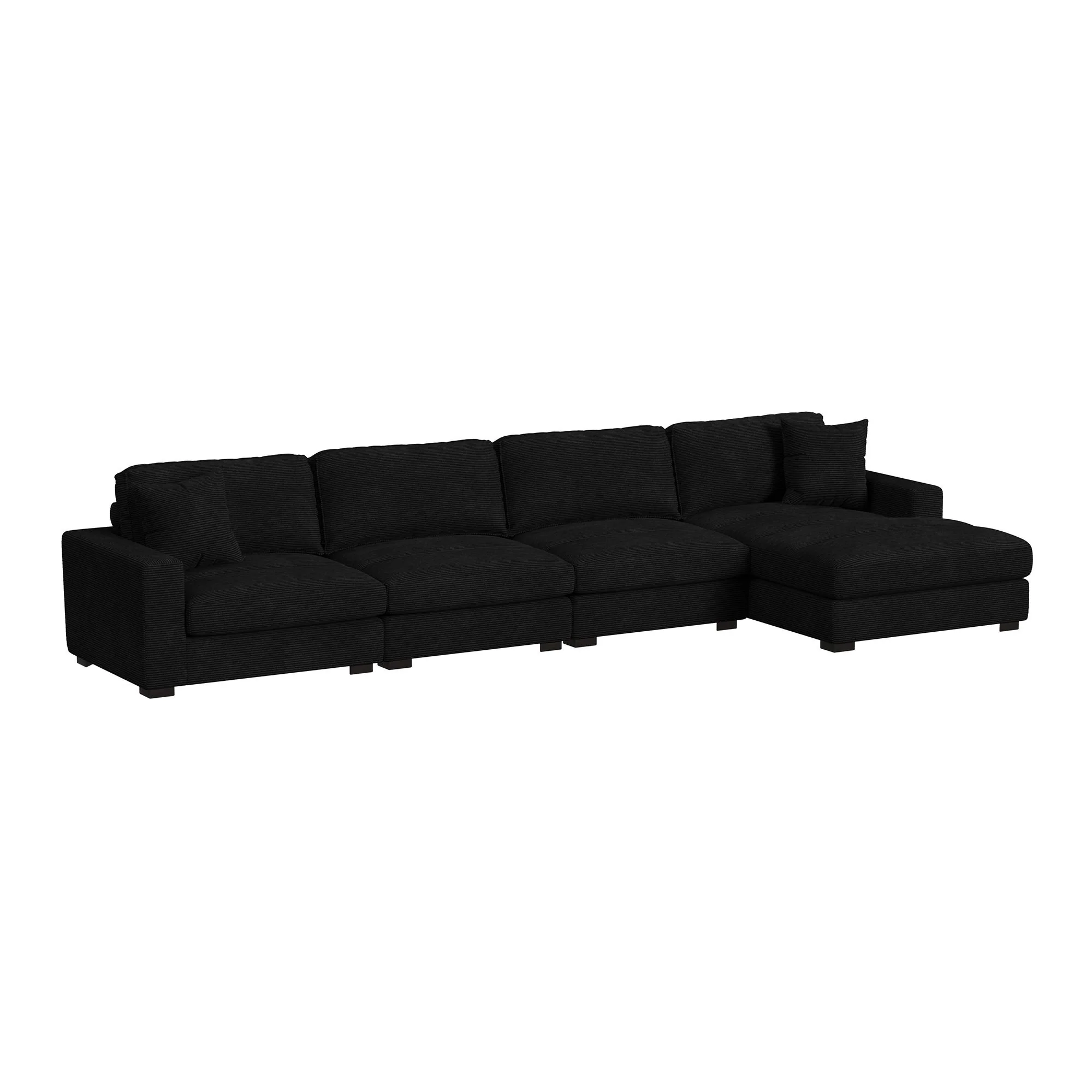 Arizona – Modular RHF Chaise With 1 Pillow 20″ – Steno Black