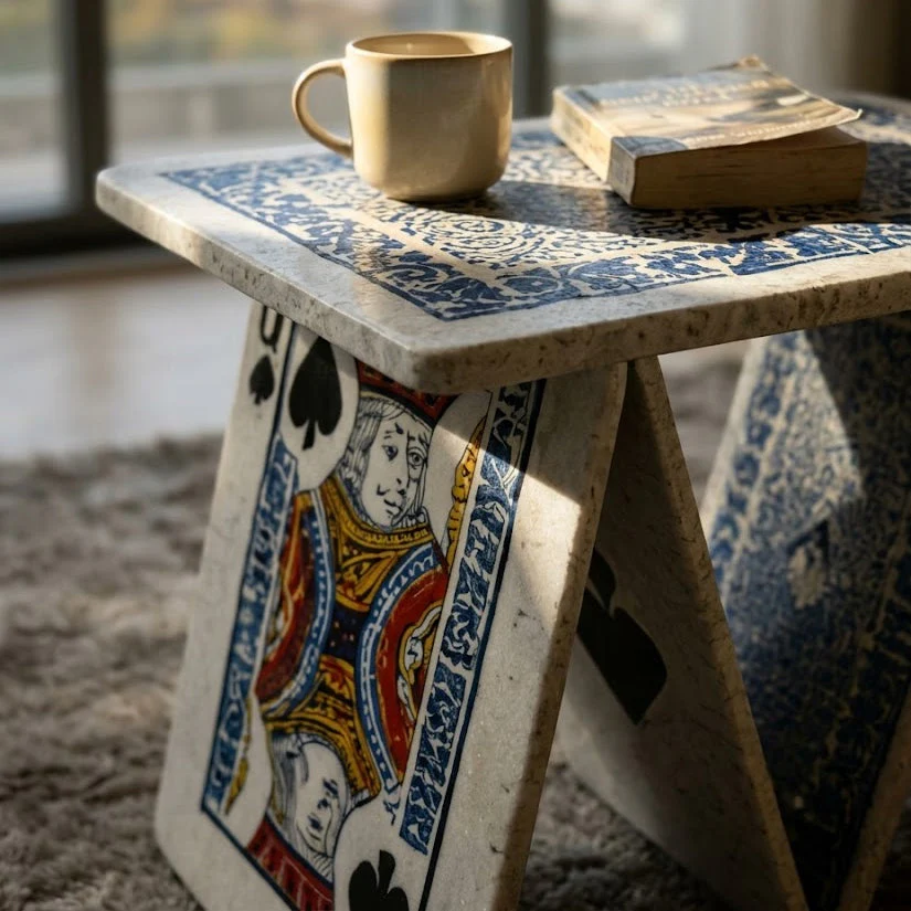 Playing Cards Art Sculptural Coffee Table - Image 3
