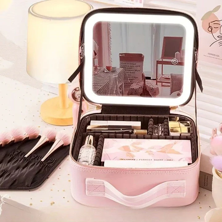 LED Mirror Travel Makeup Organizer Bag - Image 2