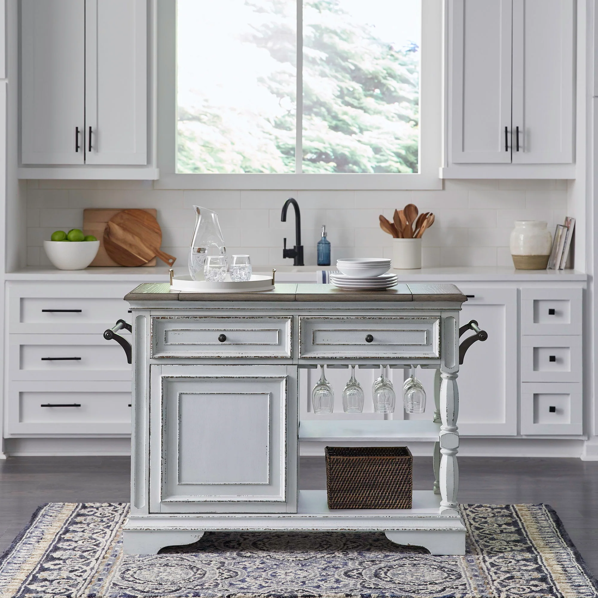 Magnolia Manor - Bar Cart - Antique White - Image 1