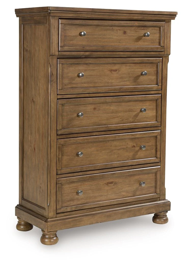Feddinger - Five Drawer Chest - Medium Brown - Image 1