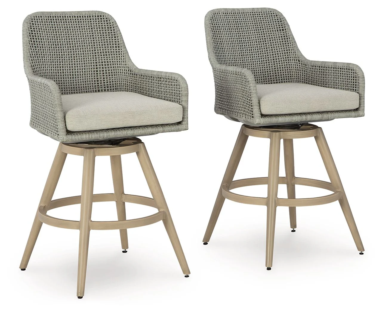 Seton Creek - Barstool With Cushion (Set of 2) - Beige / Gray - Image 1