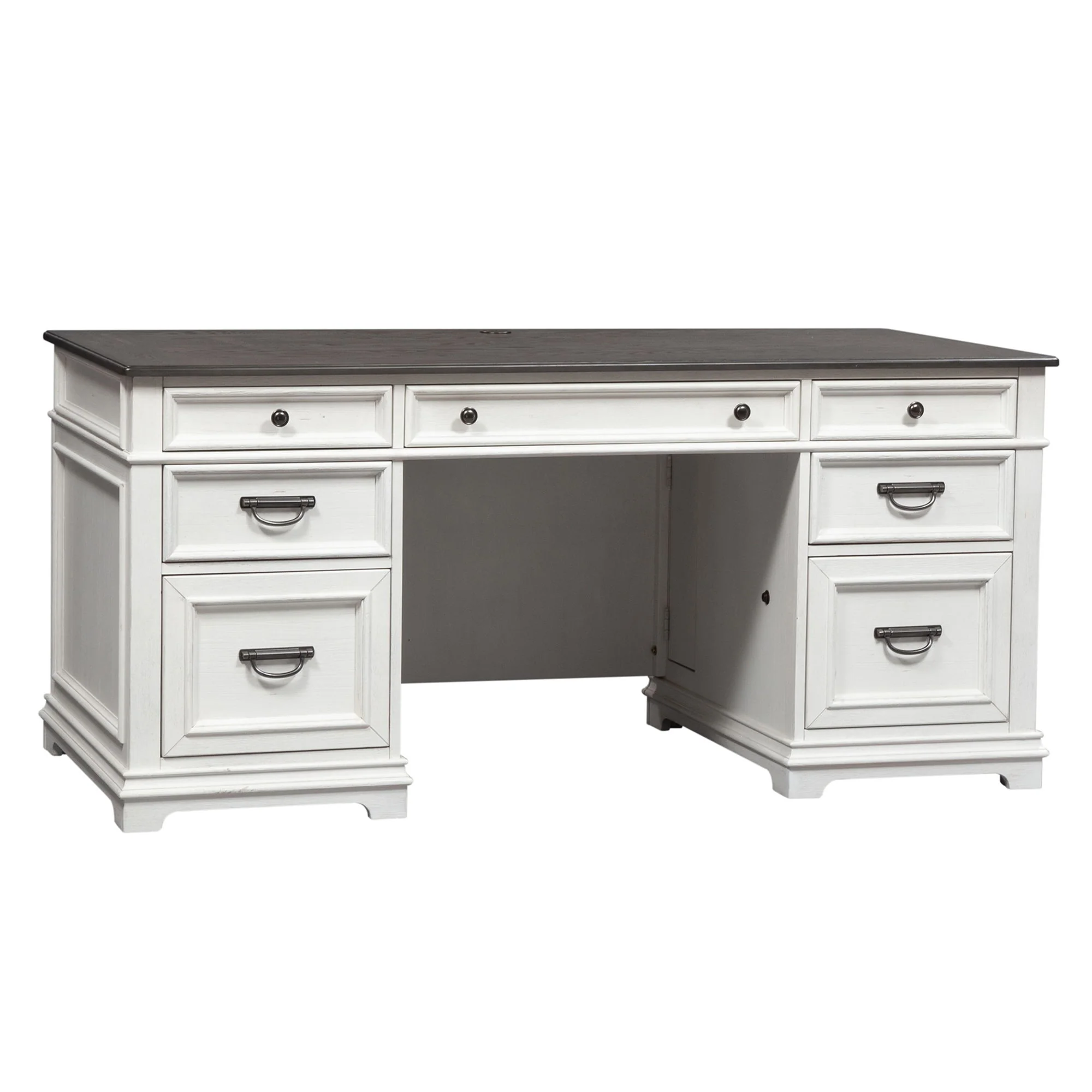 Allyson Park - Desk - Wirebrushed White / Charcoal - Image 3
