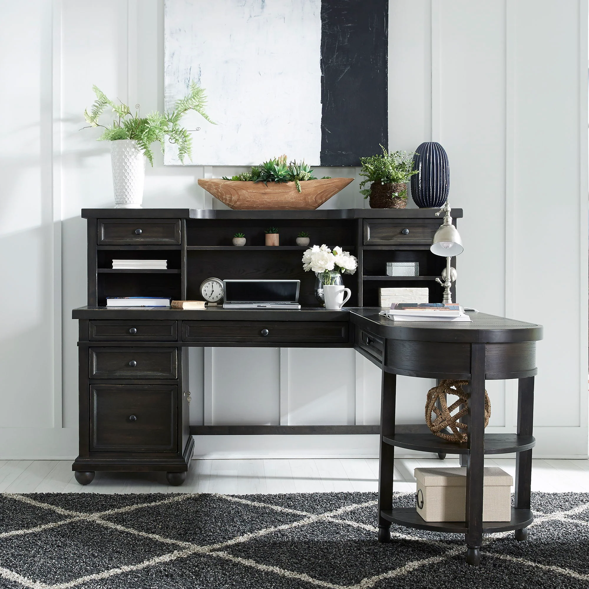 Harvest Home – L Shaped Desk Set With Hutch – Chalkboard