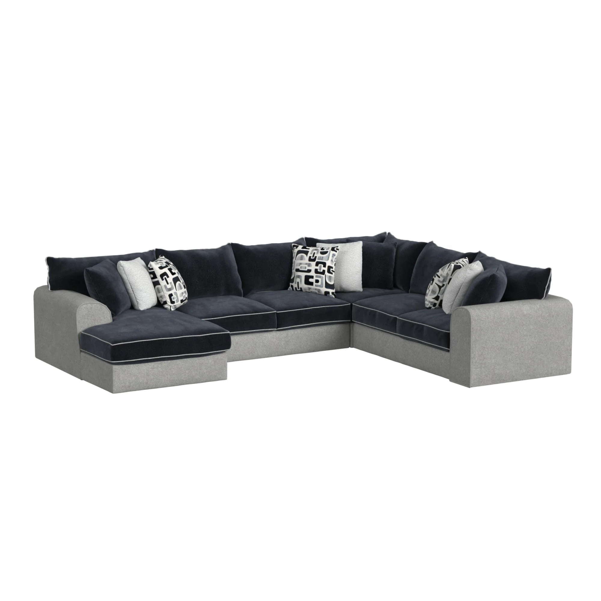 Klein – RHF Sofa With 3 Pillows – Bentley Ash / Zaftig Ebony