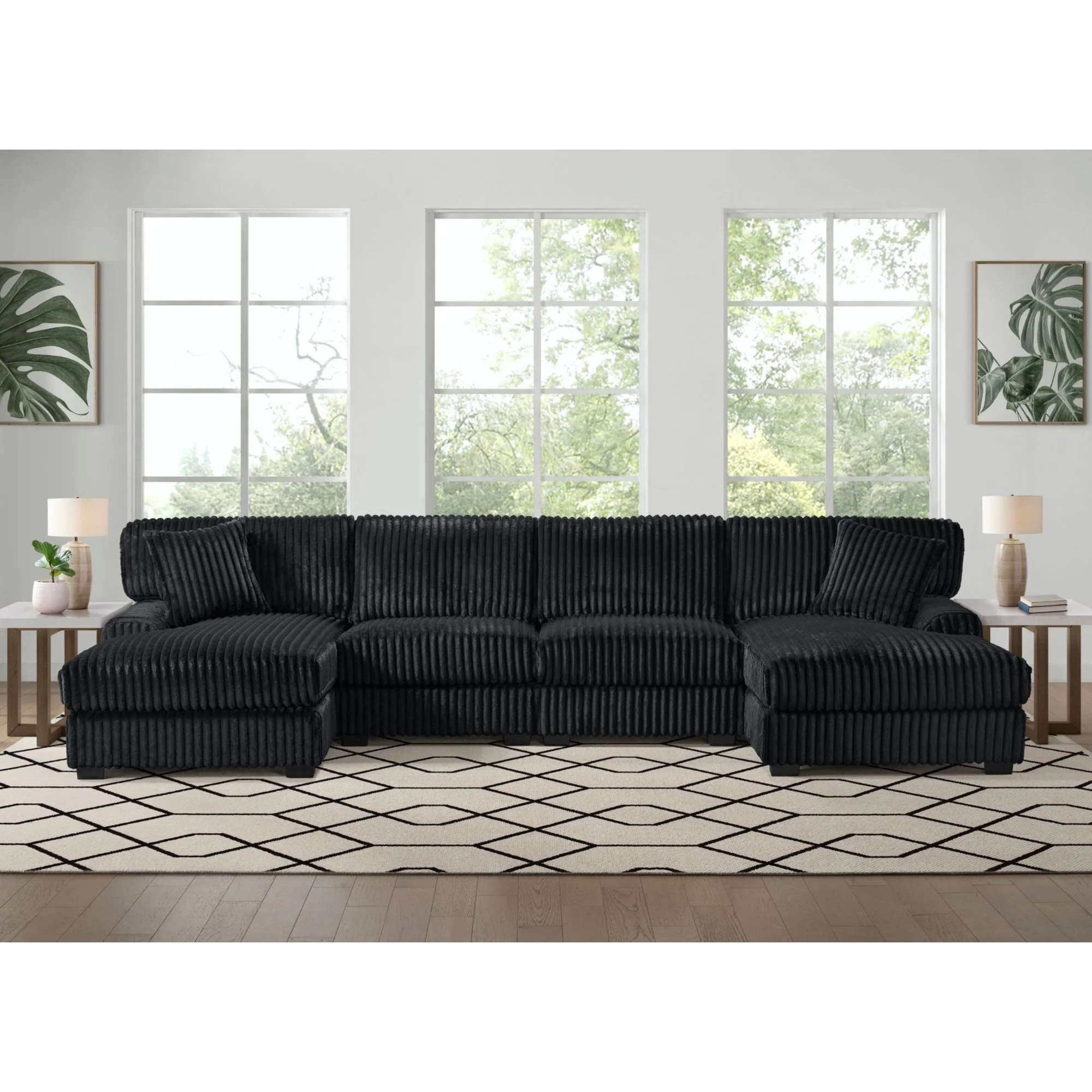 Nightfall - RHF Chaise With 1 Pillow 20" - Grand Cord Black - Image 3