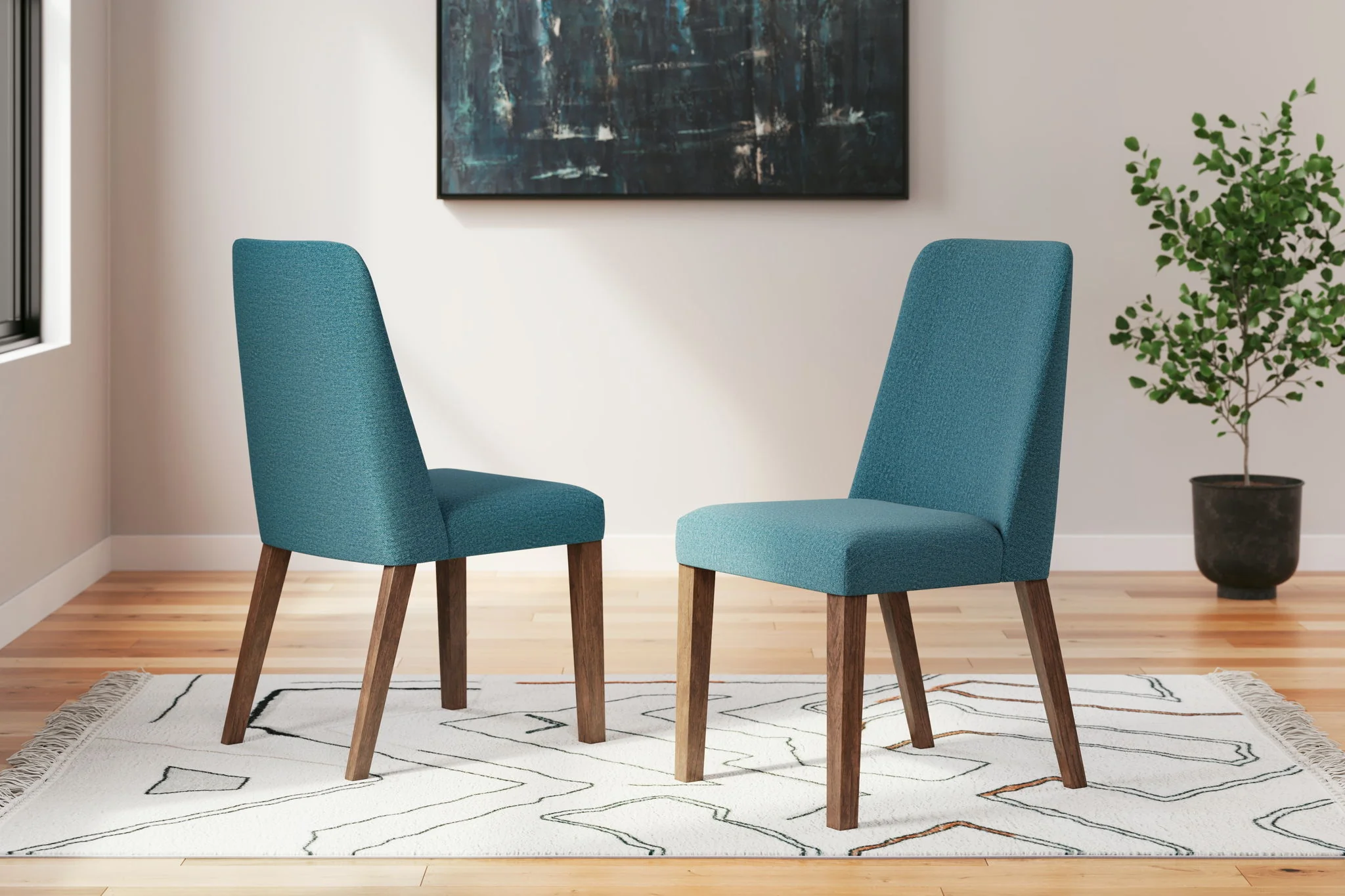 Lyncott - Dining Uph Side Chair (Set of 2) - Blue / Brown - Image 1