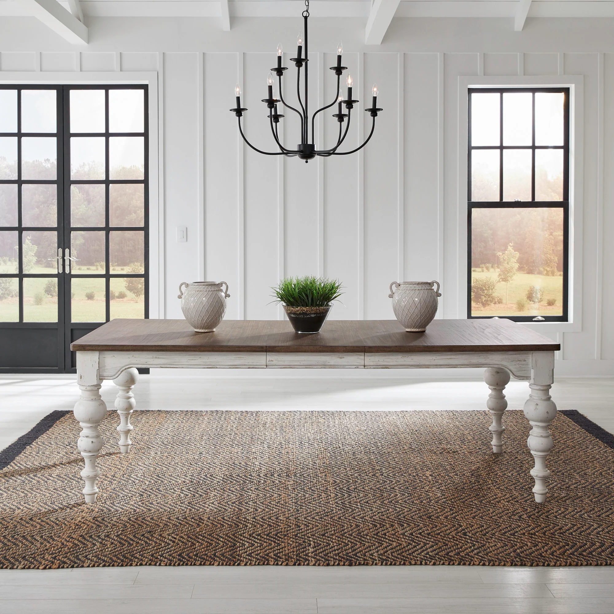 River Place - Rectangular Leg Table - Riverstone White & Tobacco - Image 1