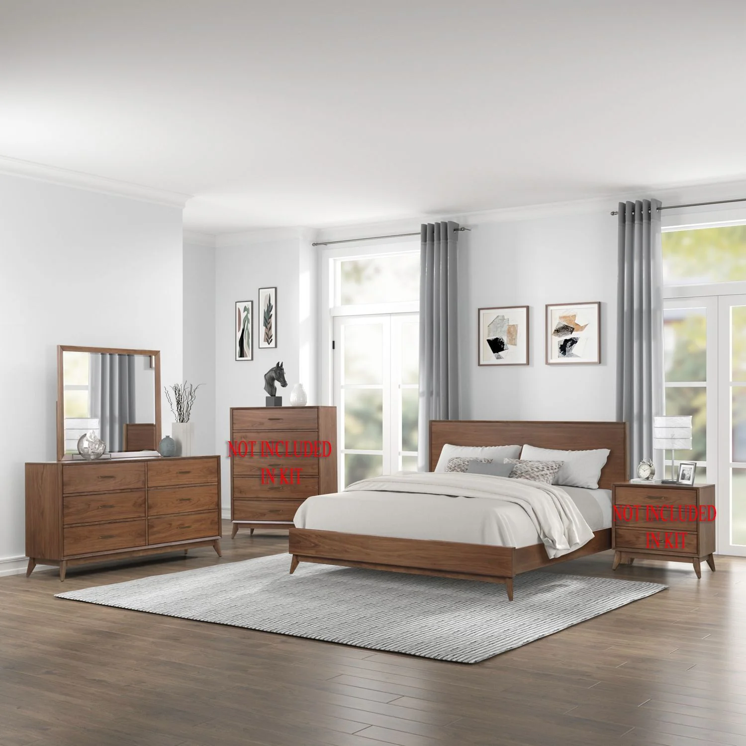 Century Modern - Dresser & Mirror - Walnut - Image 1