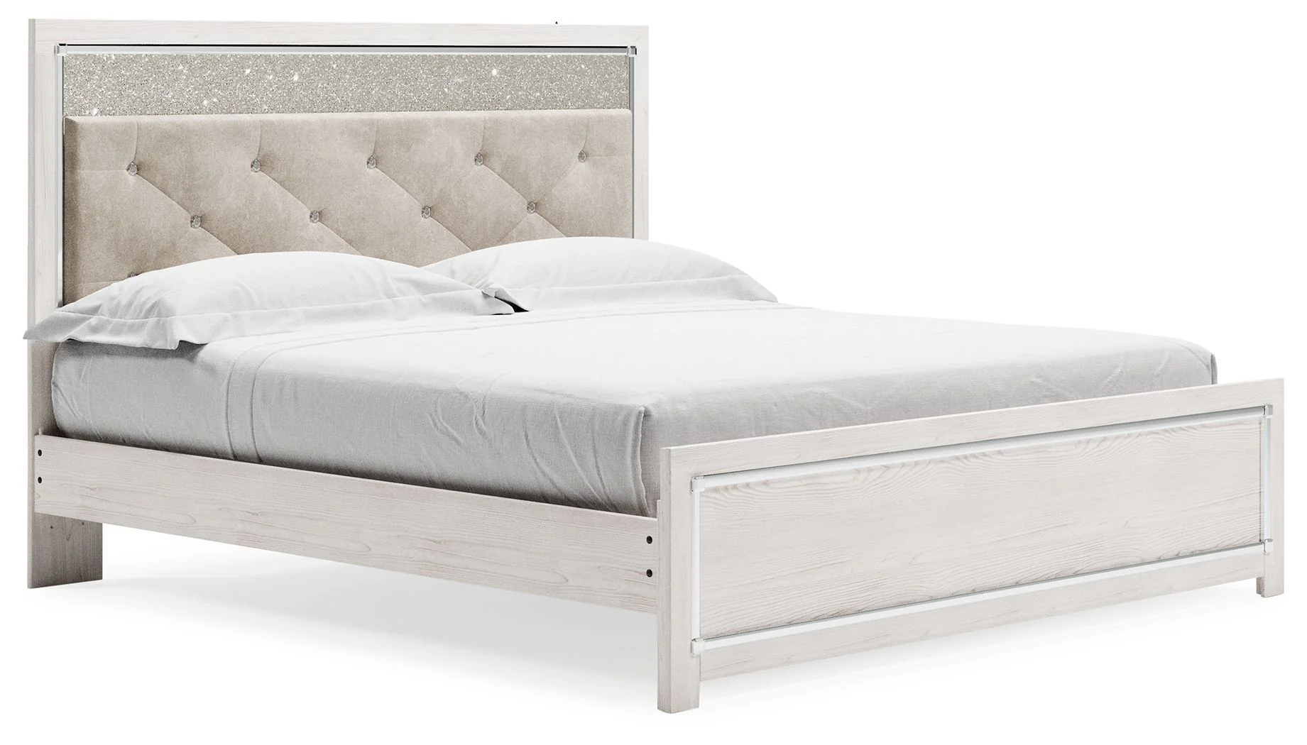 Altyra – King Panel Bed With Upholstered Headboard – White