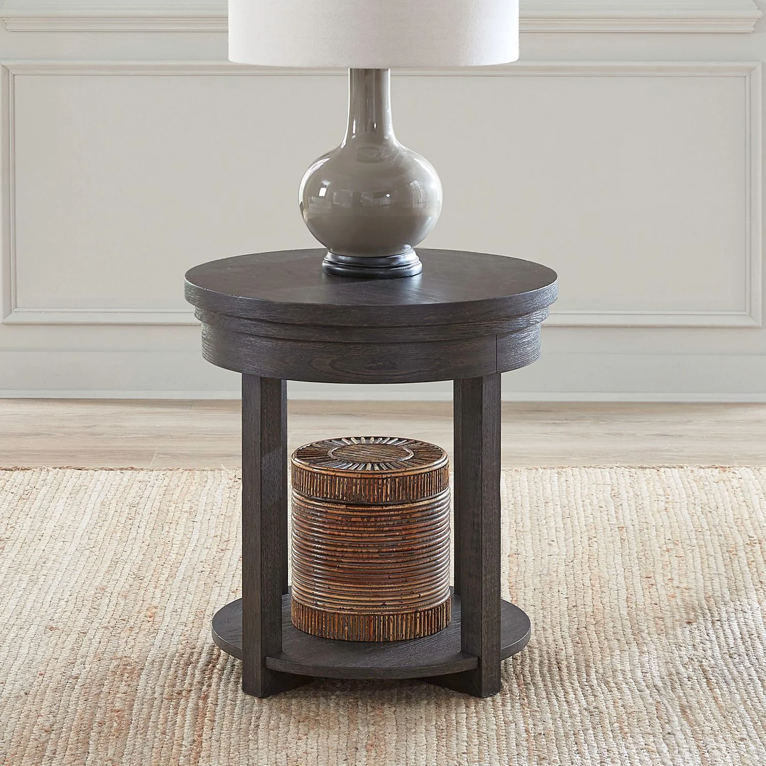 Weston – Round End Table – Peppercorn