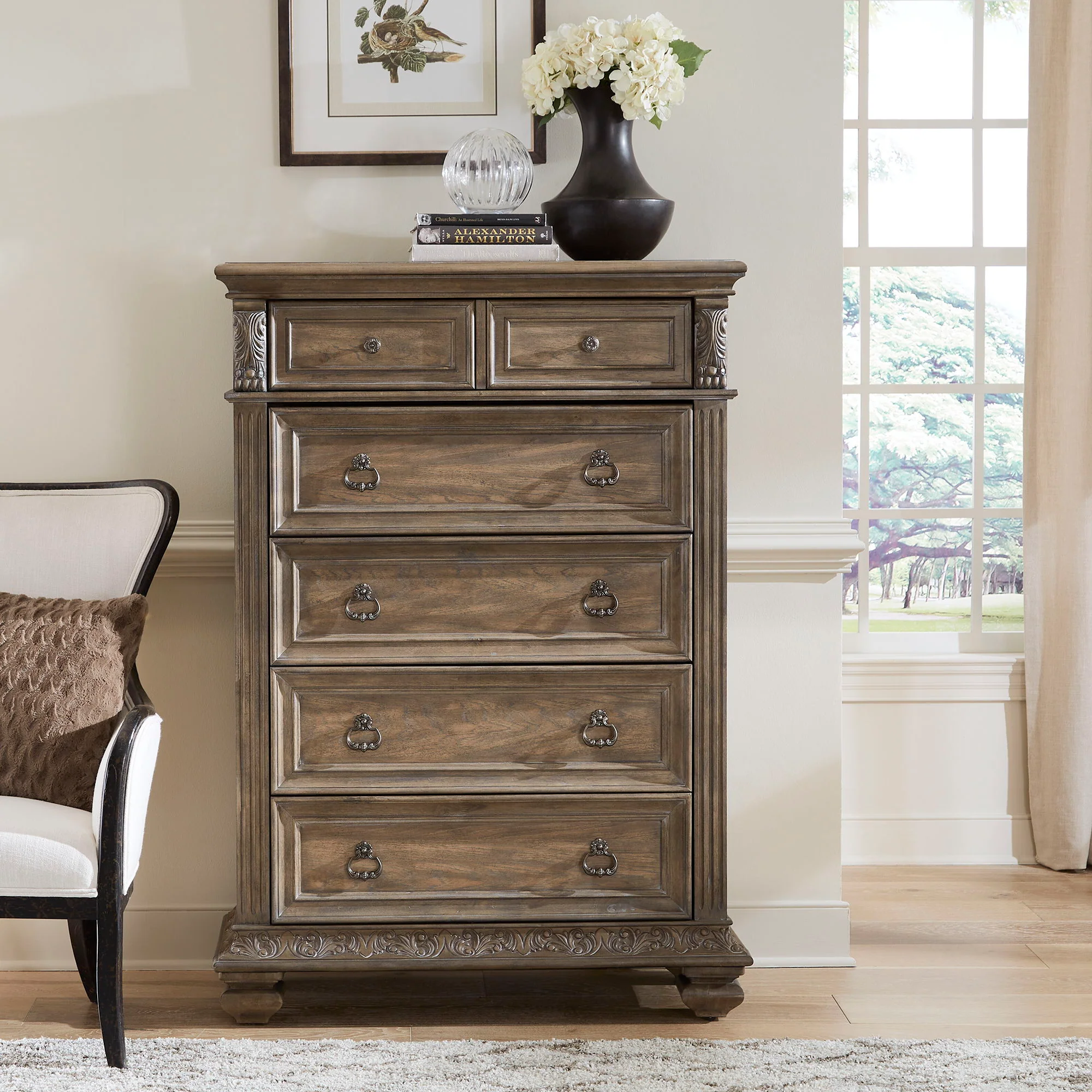 Carlisle Court - 5 Drawer Chest - Medium Brown - Image 1