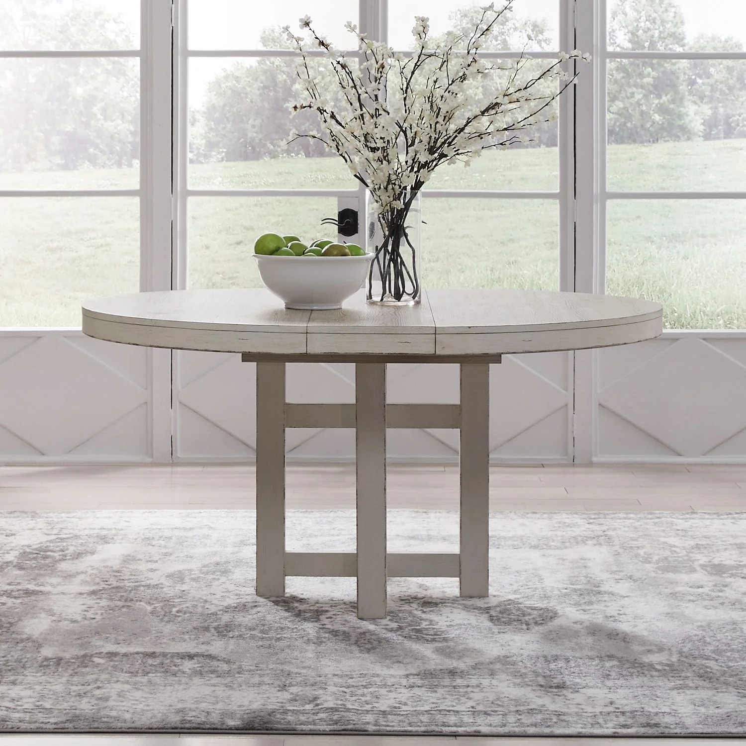 Backroads - Pedestal Table - Weathered White & Parchment - Image 1