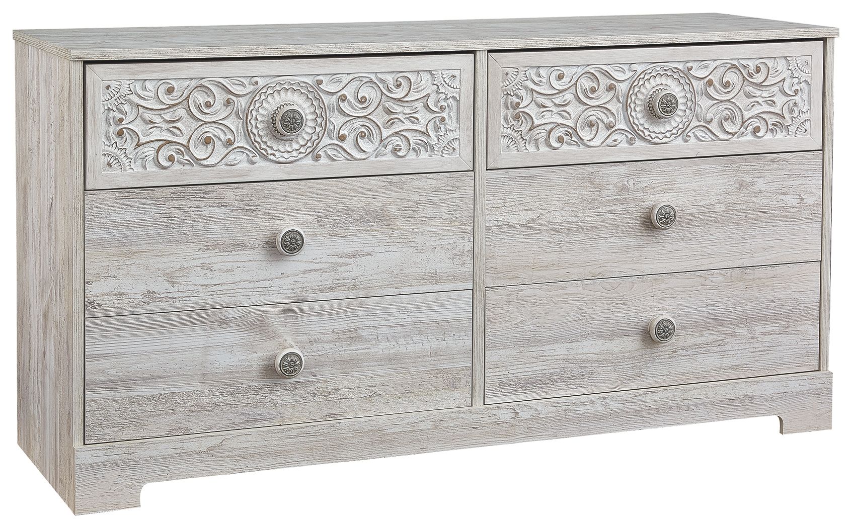 Paxberry – Six Drawer Dresser – Vinyl-Wrapped – Whitewash
