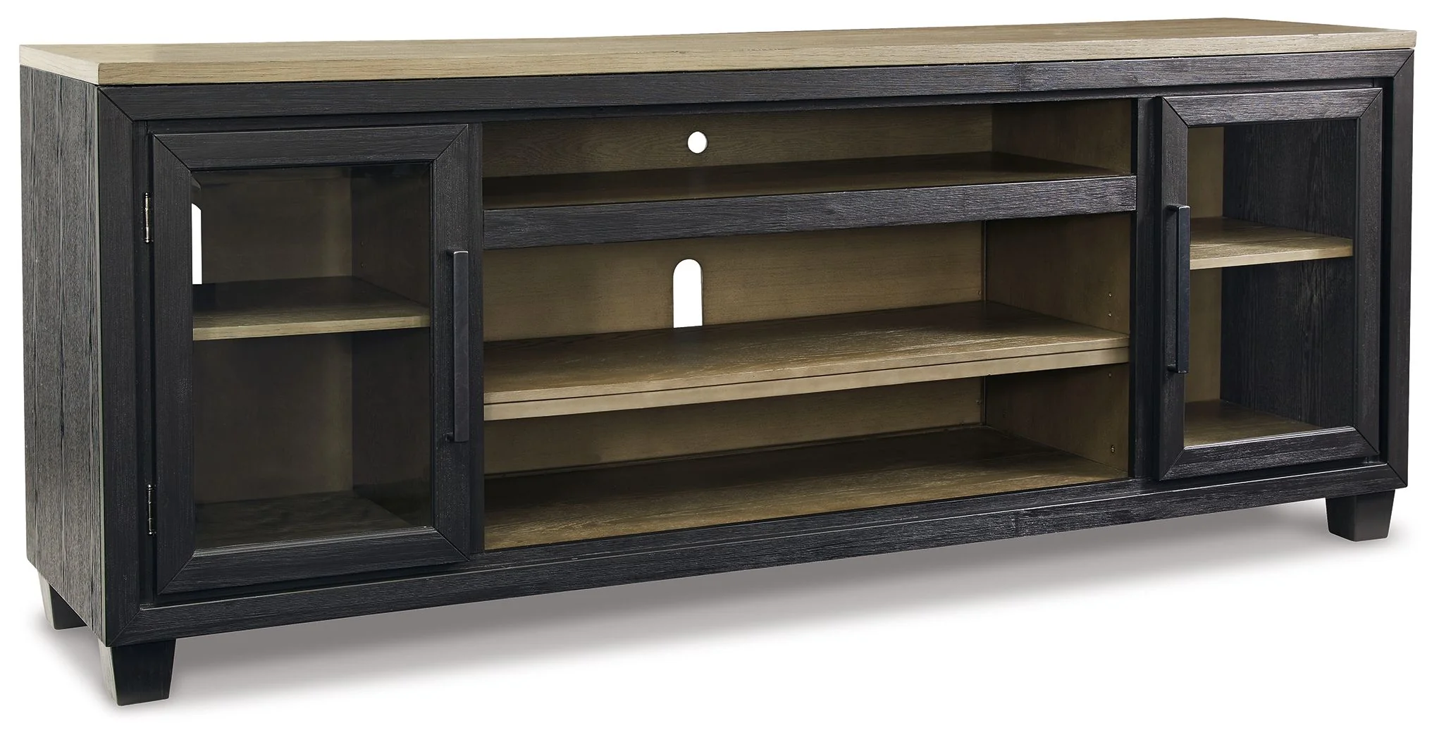 Foyland - XL TV Stand w/Fireplace Option - Black / Brown - Image 1