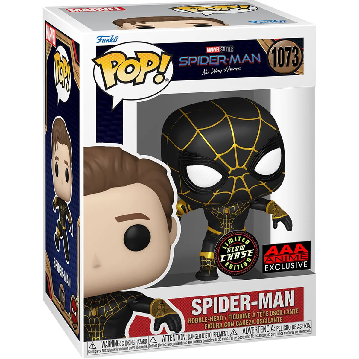 Funko Pop! Marvel: Spider-Man No Way Home - Unmasked Spider-Man Black Suit CHASE AAA Anime Exclusive - Image 2