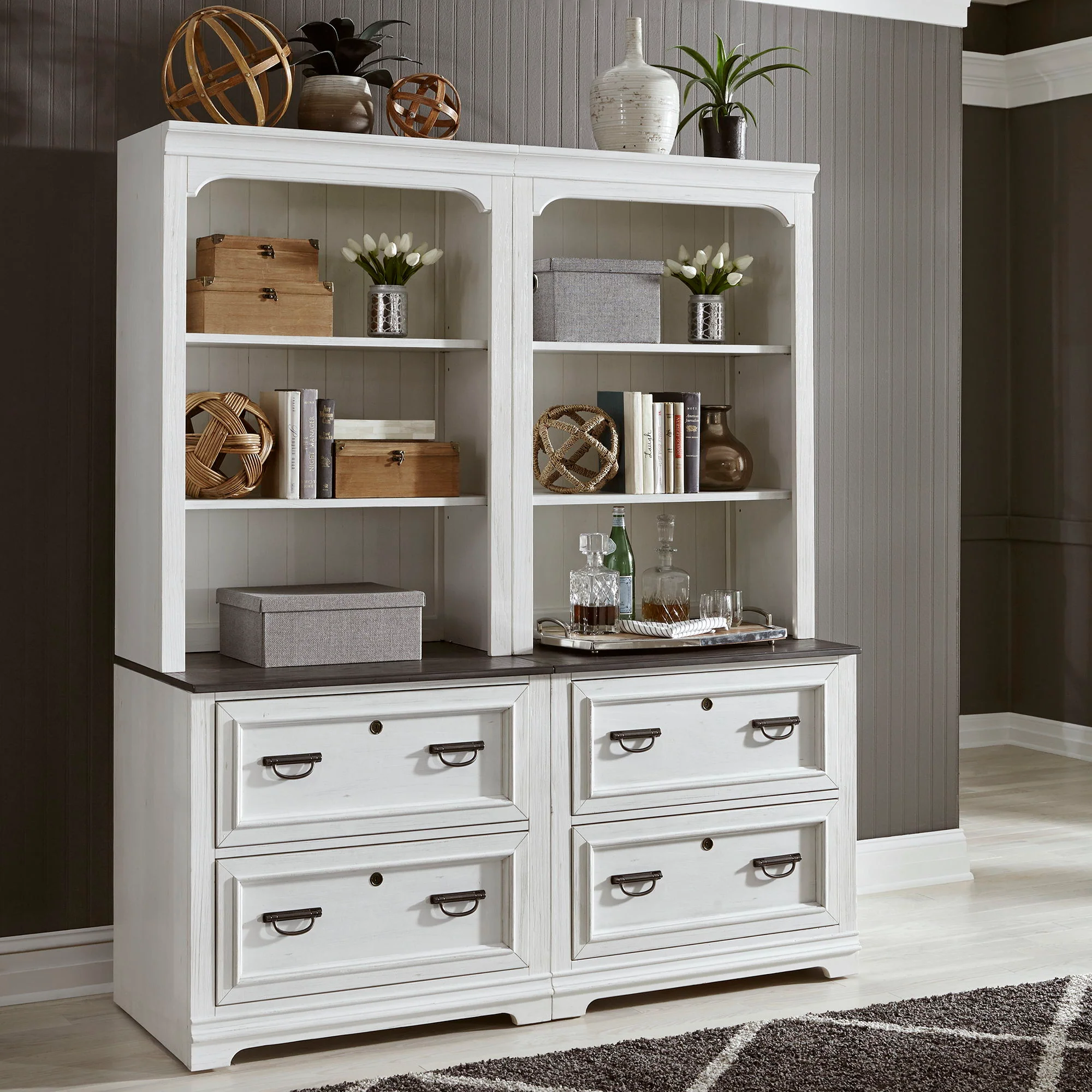 Allyson Park - 2 Piece Home Office Set - Wirebrushed White / Charcoal - Image 2