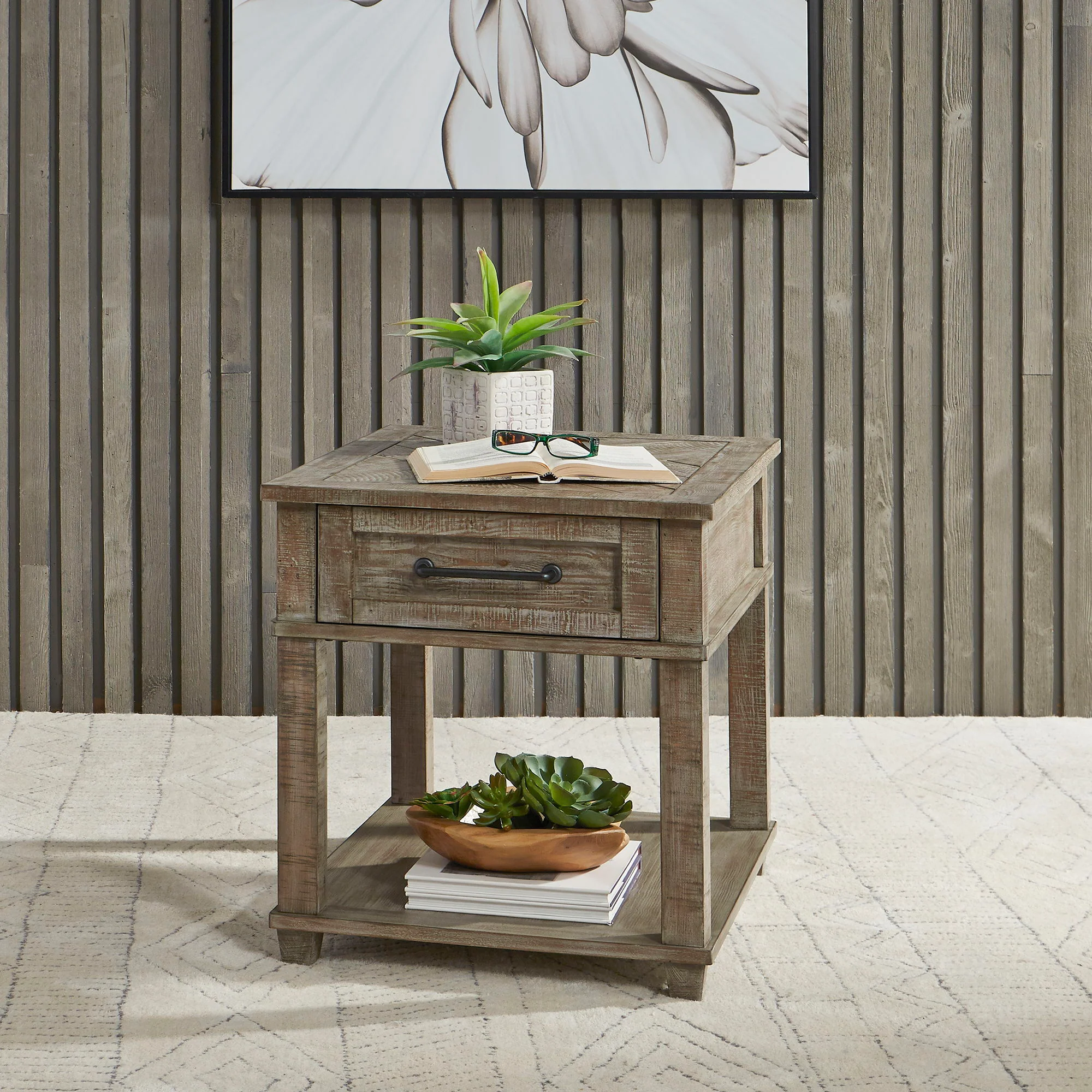 Parkland Falls - Rectangular End Table - Weathered Taupe - Image 1