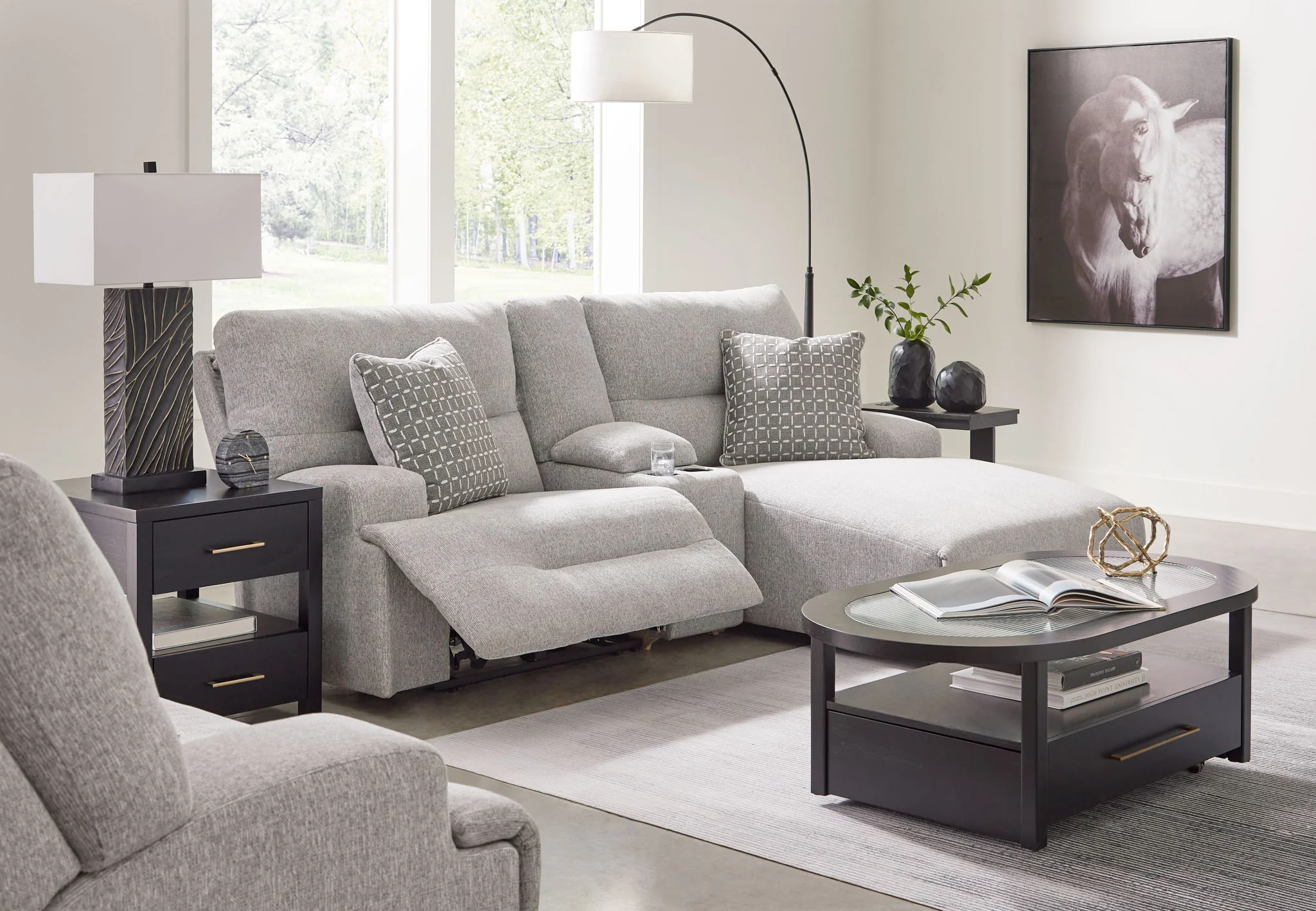 Acklen Place - 4 Pc. - 3-Piece Power Reclining Sectional Sofa With Raf Chaise, Wide Seat Power Recliner - Pewter - Image 1