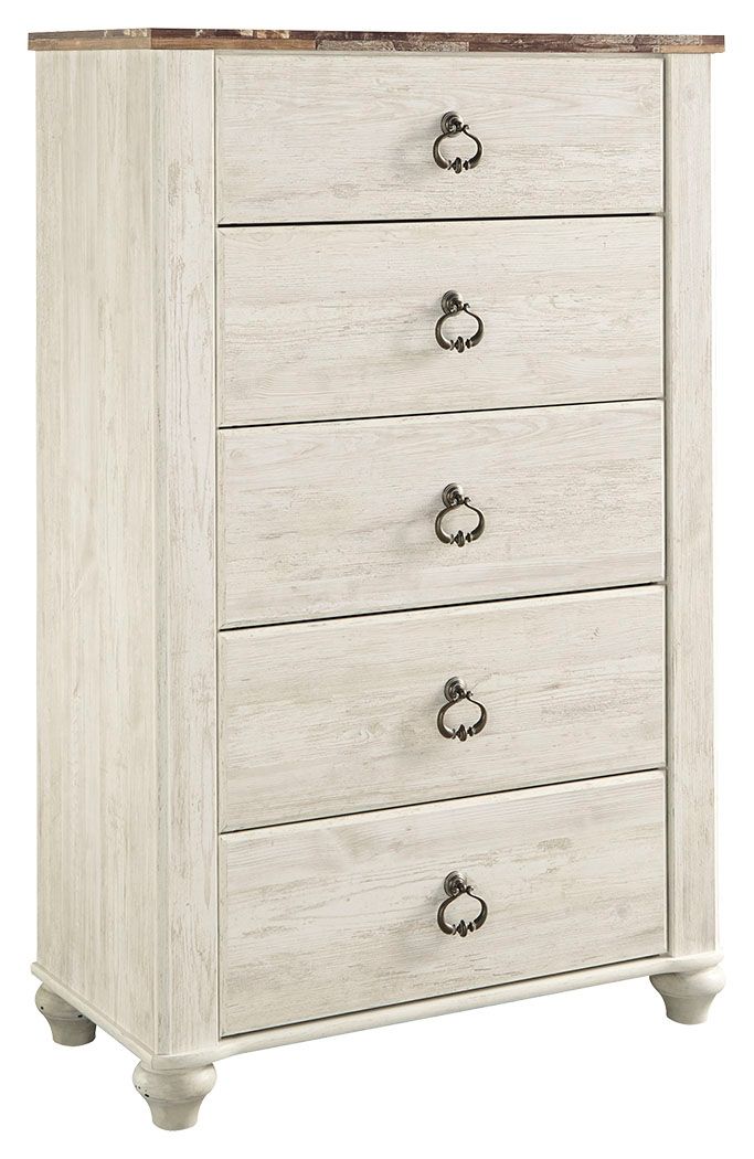 Willowton - Five Drawer Chest - Brown / Beige / White - Image 1
