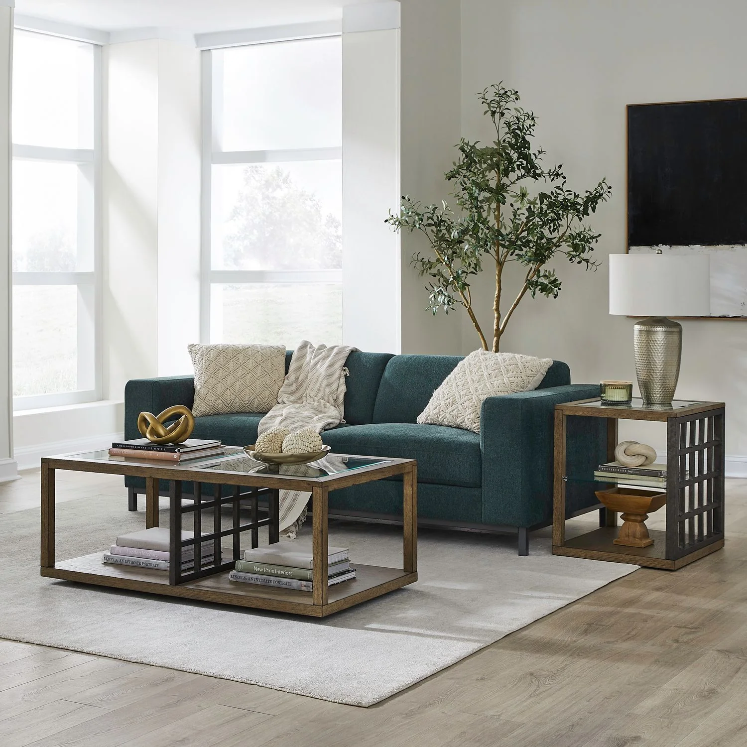 Bayhill Trellis – 3 Piece Set – Honey / Black Metal Accents