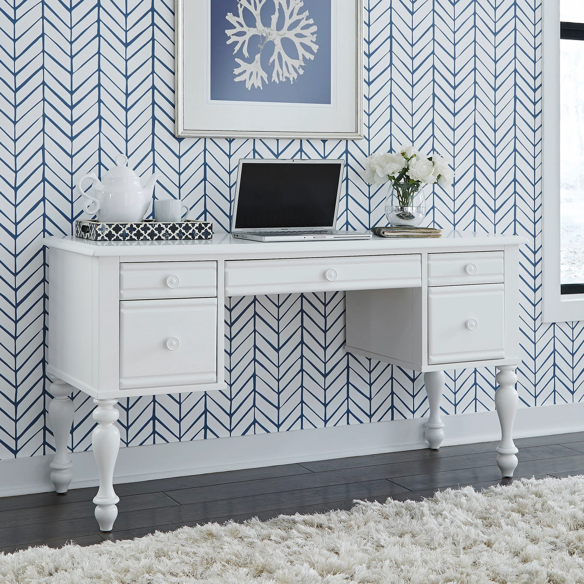 Summer House – Wood Vanity Desk – Oyster White