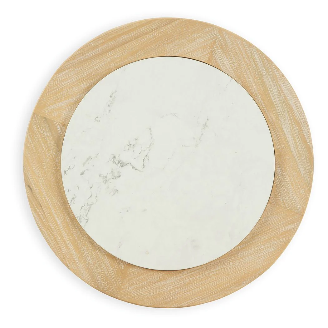 Camdill - Round End Table - Light Brown / White - Image 3