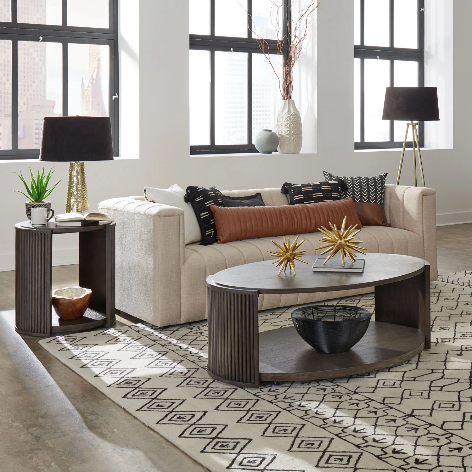 City View – 3 Piece Table Set (1 Cocktail 2 Round End Tables) – Coffee Bean