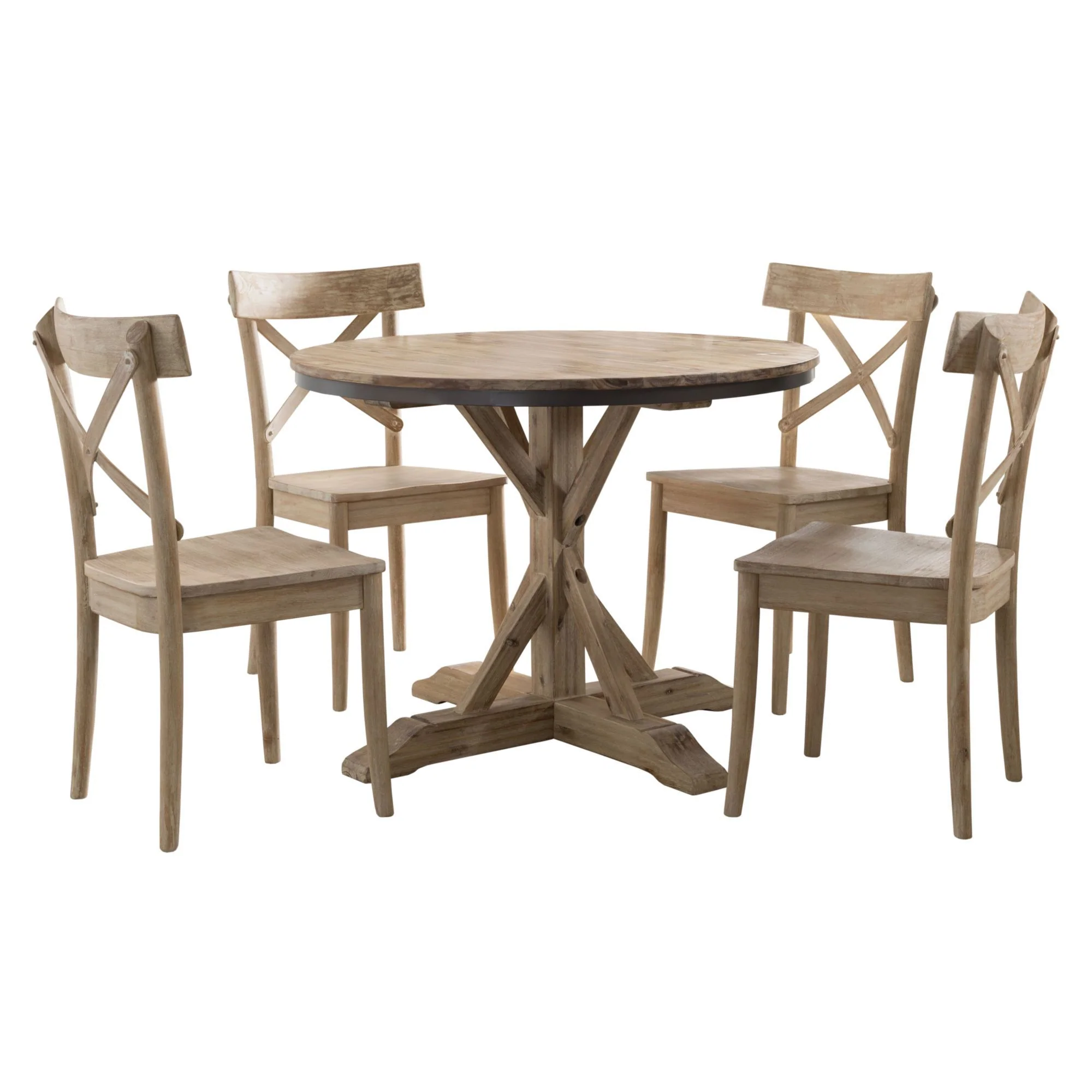 Callista – Round Standard Height 5 Piece Dining Set (Table And Four Chairs) – Beach